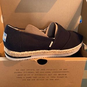 TOMS Alpargata Black Heritage Canvas Platform